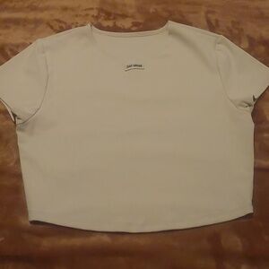 Joah Brown Logo Cream Crop Short Sleeve Tee